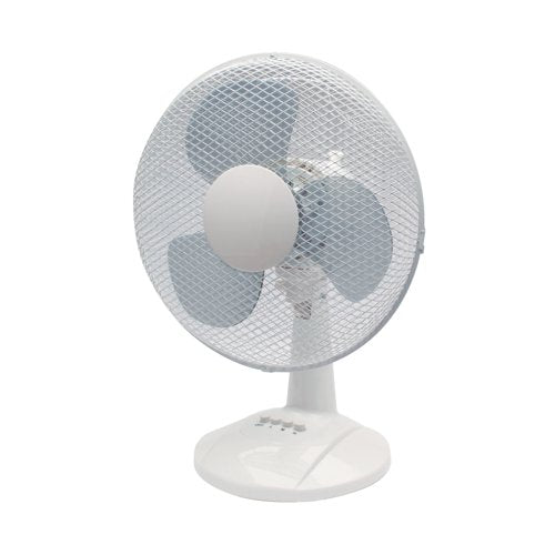 Q-Connect 12" Inch/305mm Desk Fan White Oscillating KF00405