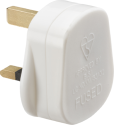 13A Plug Top with 13A fuse 13amp - White (Screw Cord Grip)