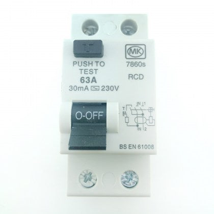 MK RCD 63 Amp 30mA Double Pole 63A Sentry 7860S