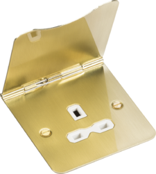 13A 1G Unswitched Floor Socket - Brushed Brass with White Insert MLA
