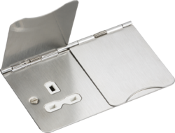 13A 2G Unswitched Floor Socket - Brushed Chrome with White Insert MLA