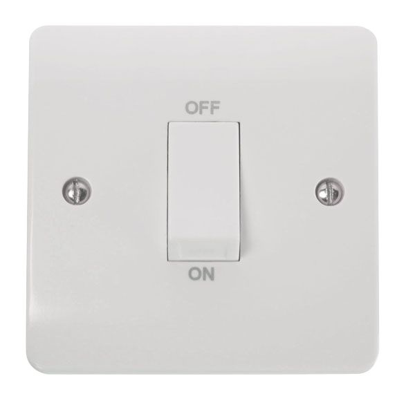 Click Mode 45A 1 Gang DP Plate Switch With White Rocker CMA500