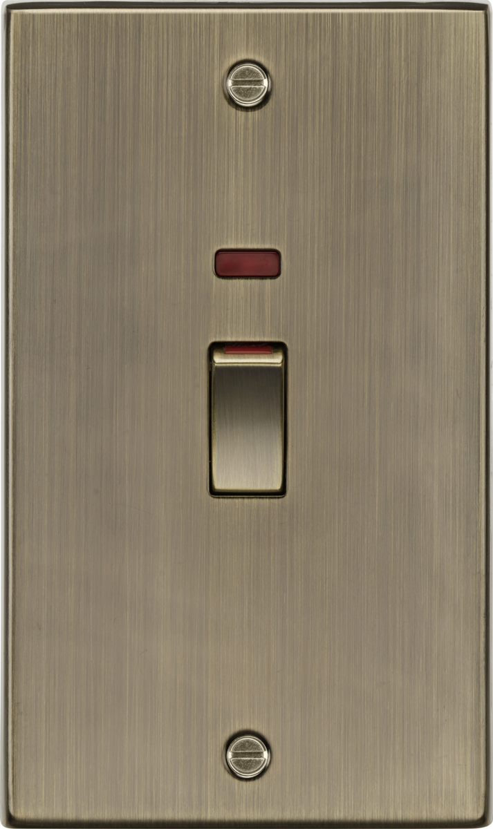 45A DP switch with neon (2G size) - Antique Brass CS82MNAB MLA