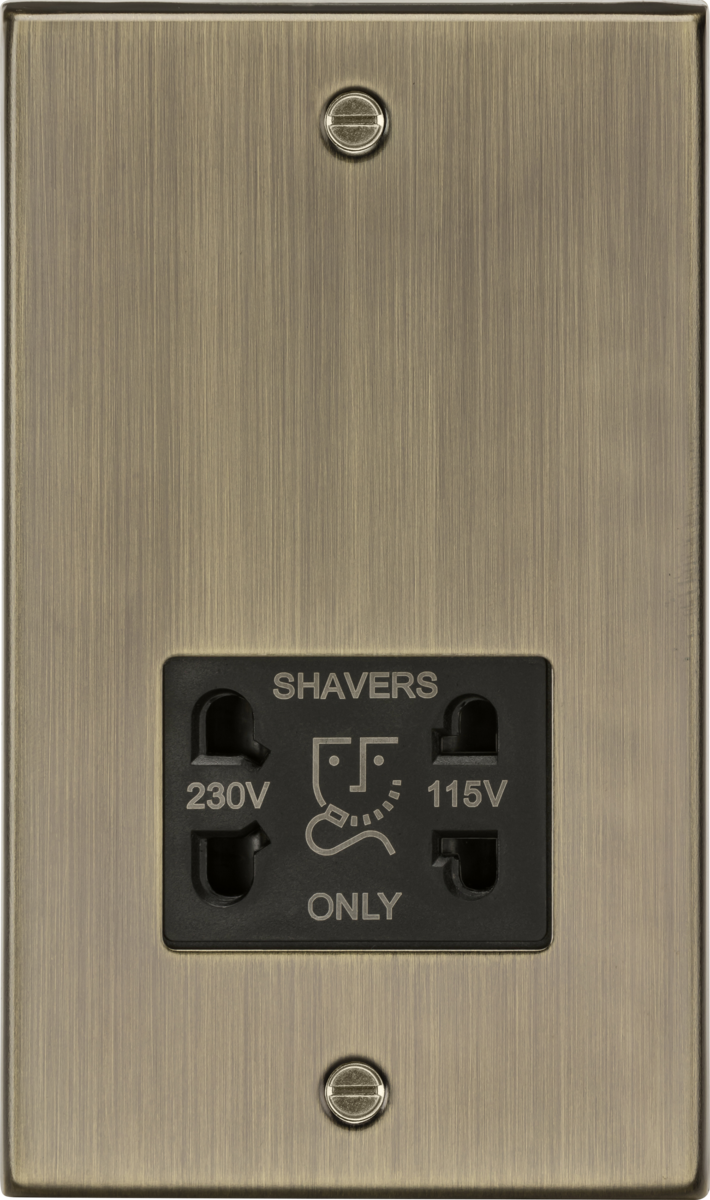 115/230V Dual Voltage Shaver Socket - Antique Brass with Black Insert CS89AB MLA
