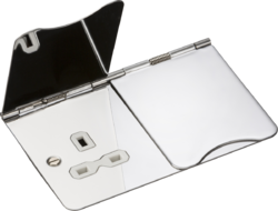 13A 2G Unswitched Floor Socket - Polished Chrome with White Insert MLA