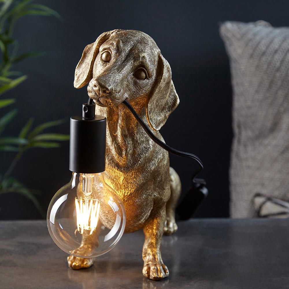 Endon Daschund Table - Vintage Gold 101187