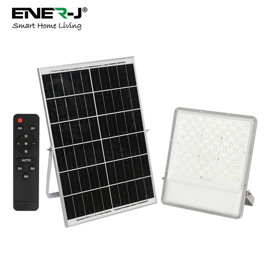 200W LED Floodlight Outdoor with Solar Panel, IP65 Waterproof, 2600 Lumens, Wall Light Work Lighting for Garage, Garden, Warehouse, Parking Lot etc