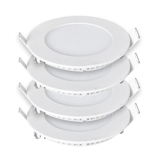 18W Recessed Round LED Downlight Mini Panel 220mm Diameter, 205mm Hole Size, CE Driver, 20000 Hours Long Life | Pack of 4 - 6000K
