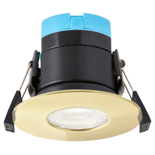 Rhom Fixed Firerated 8w LED Downlight Satin Brass Forum