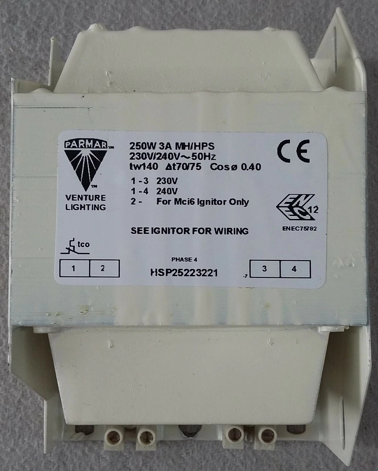 Venture Parmar HSP25223221 250W 3.00a MH/HPS Ballast