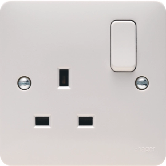 Hager Sollysta 1 Gang Double Pole Switched Socket WMSS81