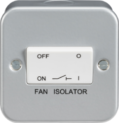 MLA Metal Clad 10A Fan Isolator Switch - Powder-coated Silver/Grey