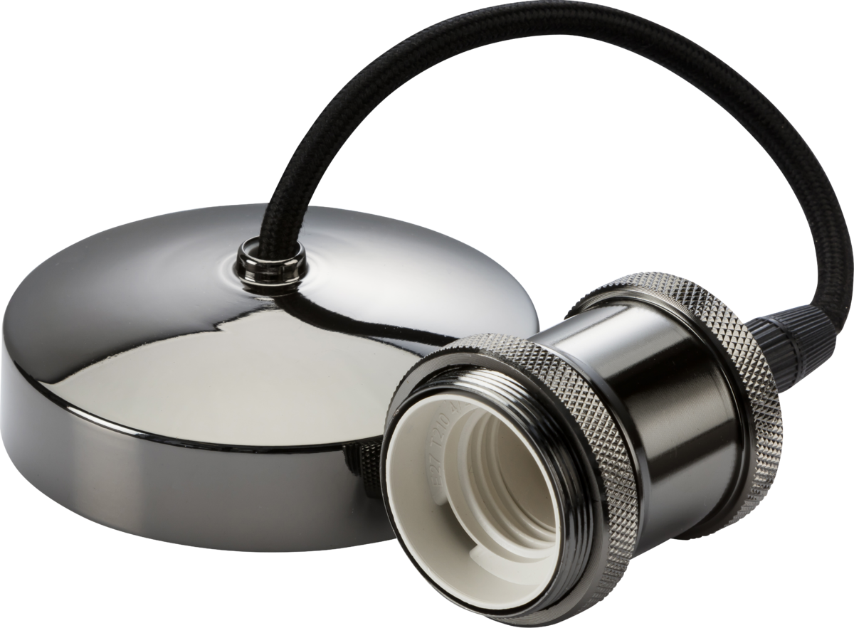 6" E27 Vintage Pendant Set - Black Nickel