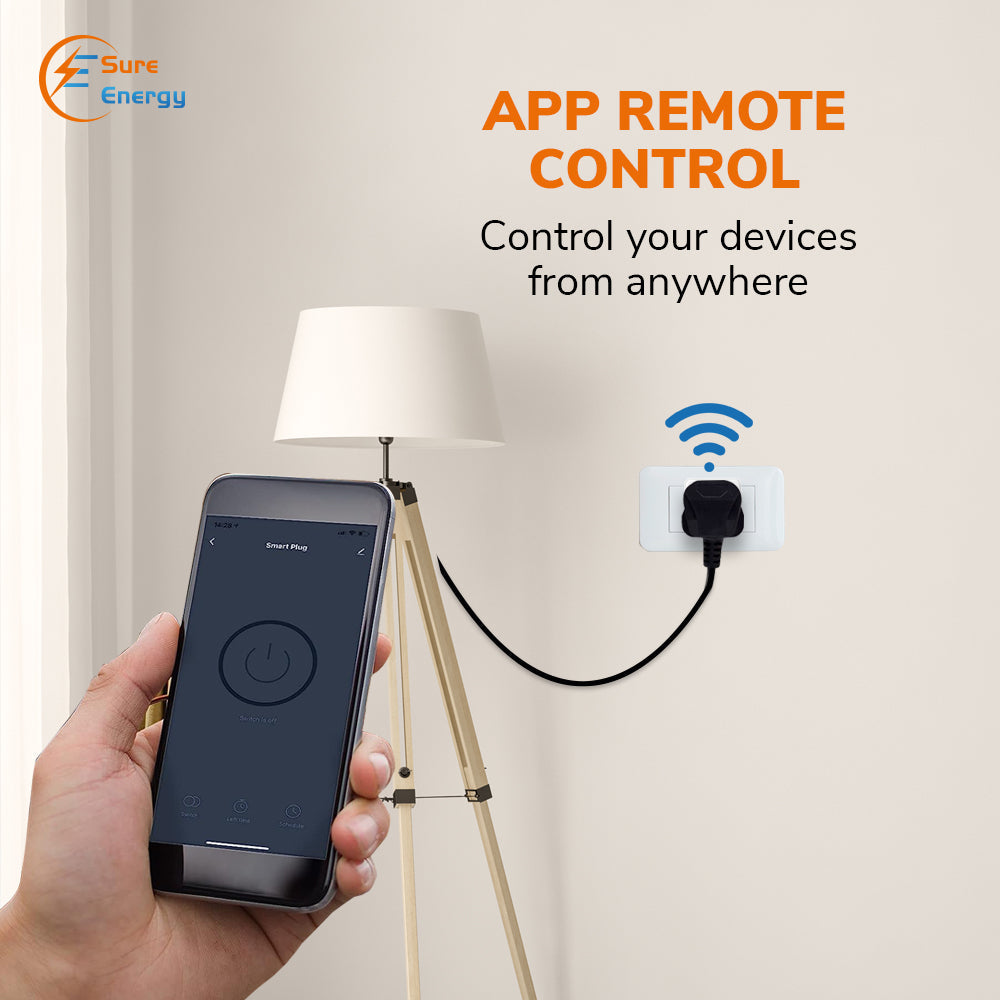 EnerJ Smart WiFi & Bluetooth 13A Plug Pack (3-Pack)‚ Compact UK Socket Design, 3120W Max Load, App Control, Timers & Scene Automation