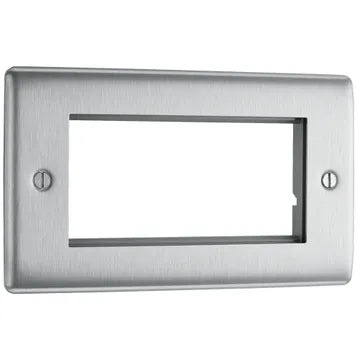 BG NBSEMR4 Nexus Metal Brushed Steel 4 Module Rectangular Euro Module Front Plate