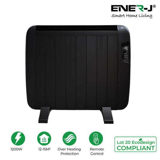 Smart 1200W Radiator Heater with Aluminium Heating Element, Black