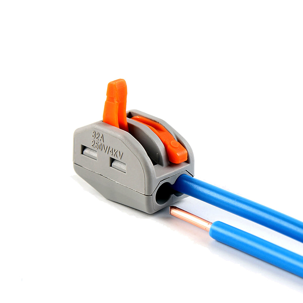2-Way Spring Terminal Block Reusable Electric Cable Wire Connector 100 Pcs