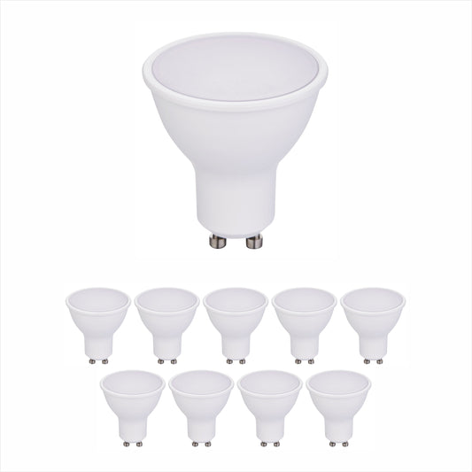 Pack of 10 units GU10 Led Light Bulbs, Warm White, 60W Halogen Bulb Equivalent, 7W, Bright 560 Lumens, 120 Degree Beam Angle - 6500K