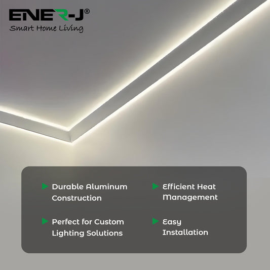 Ener-J 2m Gypsum LED Cove Light 45 Degreesâ Corner Aluminum Profile, White Finish