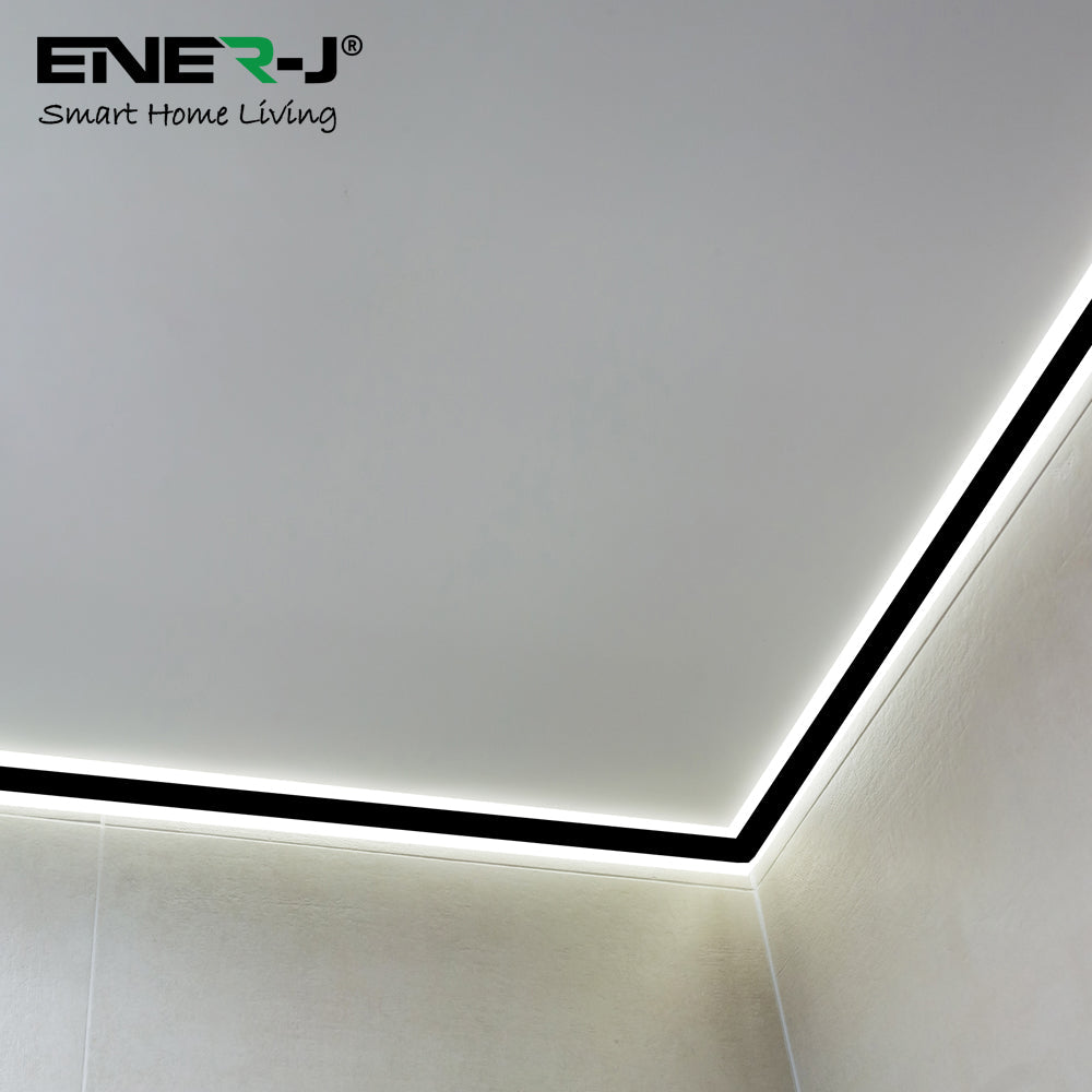 Gypsum LED Cove Light 45 Degree Corner Aluminum Profile- Black, 1 Meter