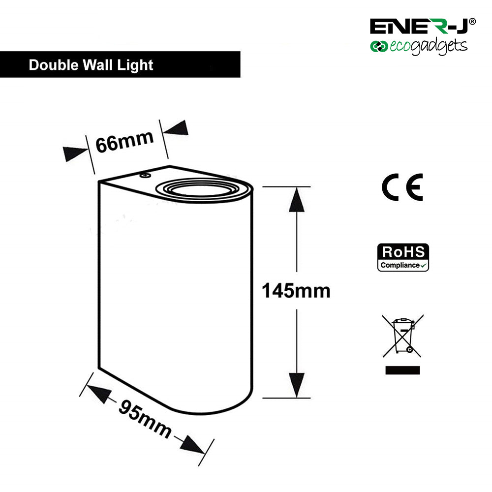 Up-Down Wall Light Silver Housing, Indoor / Outdoor, GU10 Fitting, IP44 Up-Down Outdoor Wall Light (Max 35Wx2)