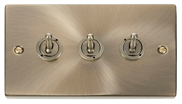 Click Deco 10AX 3 Gang 2 Way Toggle Plate Switch VPAB423