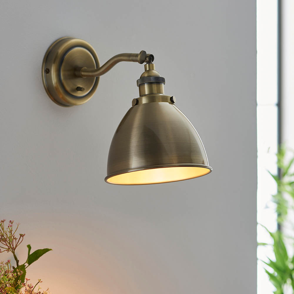 Endon Franklin Wall Light Antique Brass 98746
