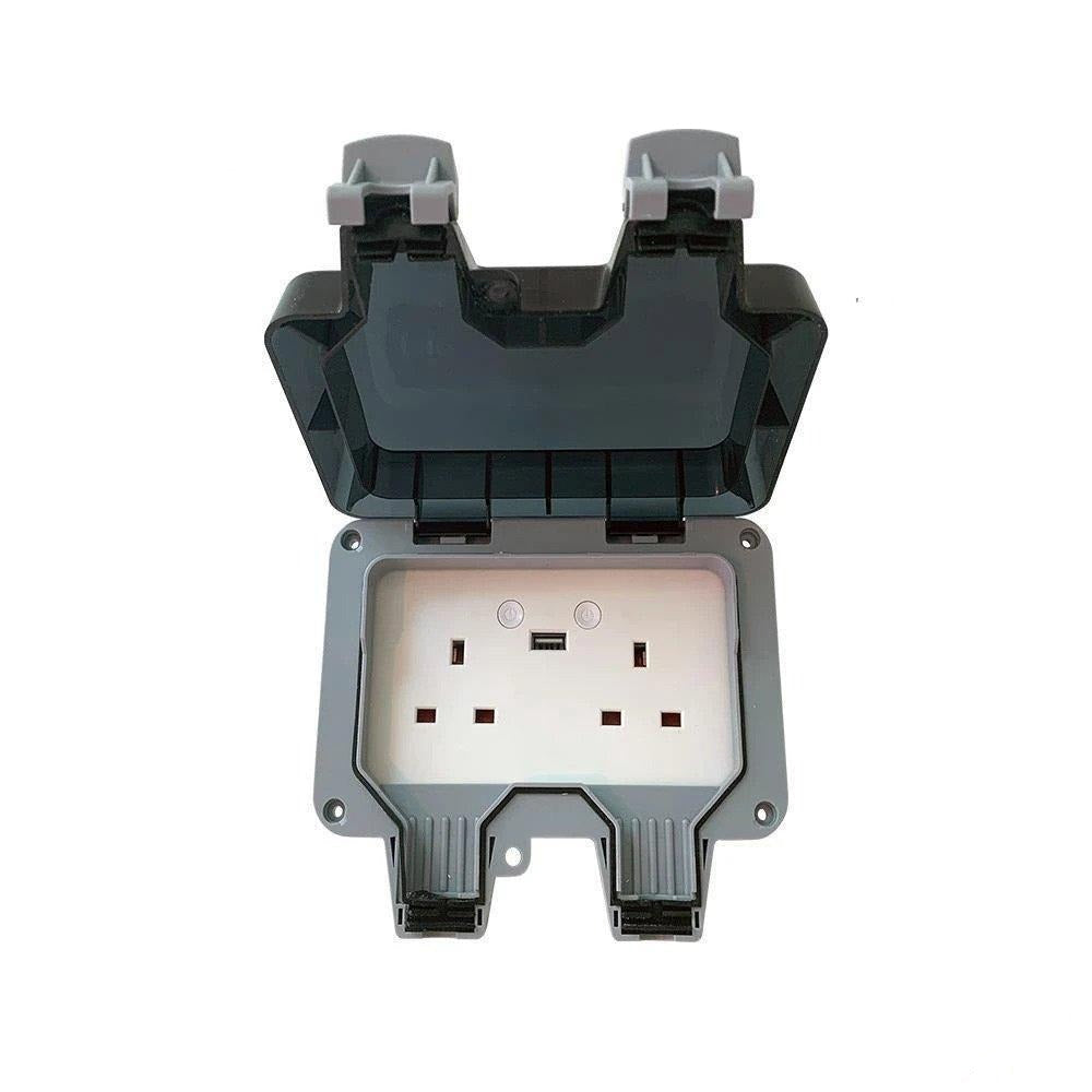 Ener-J Smart 13A WiFi Waterproof Outdoor Double Socket with USB - IP55 Rated