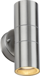 MLA OBEX 230V IP55 GU10 Fixed Up/Down Wall Light - Brushed Chrome OBEX2BC