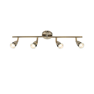 GU10 4 Bar Spot Track Fitting Chrome / White / Antique Brass / Satin Chrome