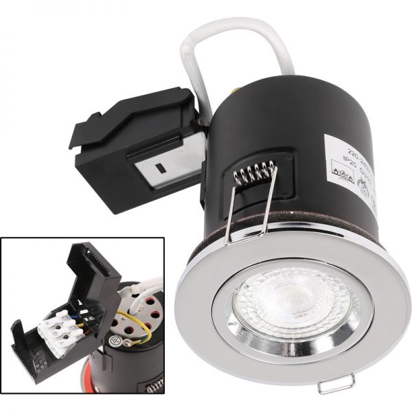 VUEP Fire Rated GU10 Downlight Mains White / Stainless Satin Nickel / Polished Shiny Chrome