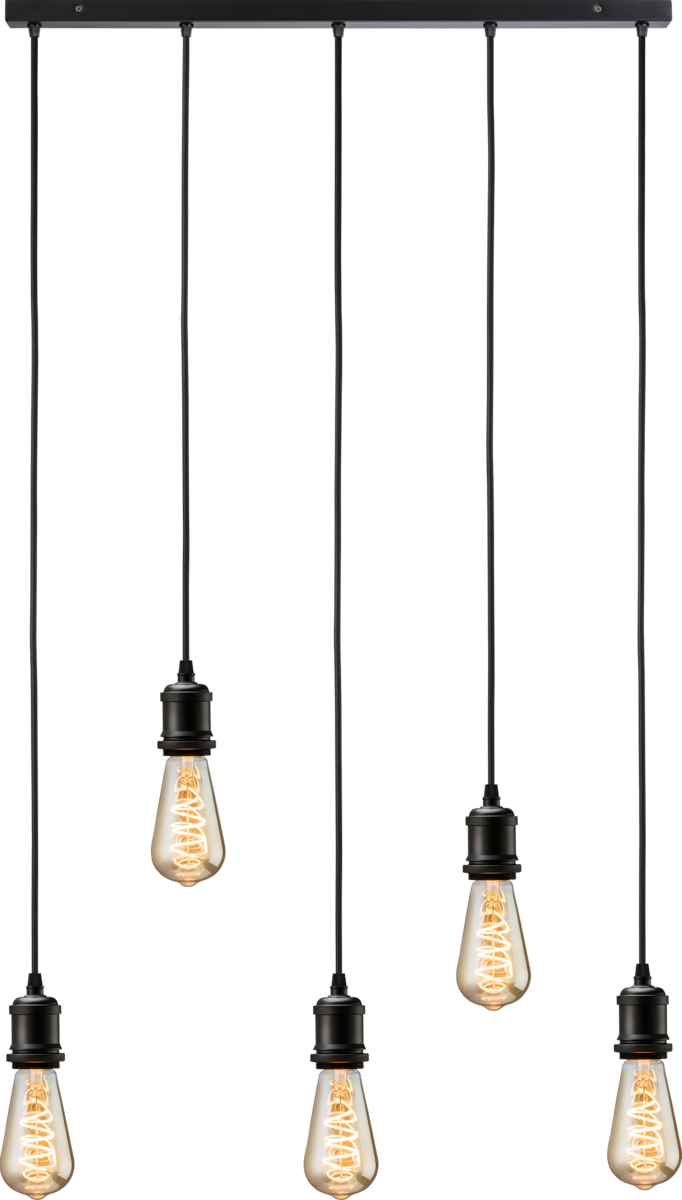 CALLA - 230V E27 Vintage 5 Light Bar Pendant - Matt Black