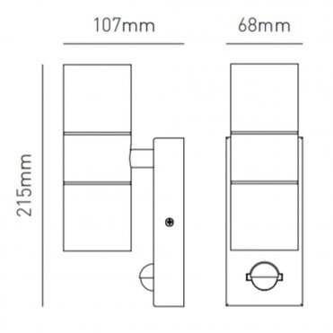 Leto GU10 Up / Down Wall Light PIR IP44 Black