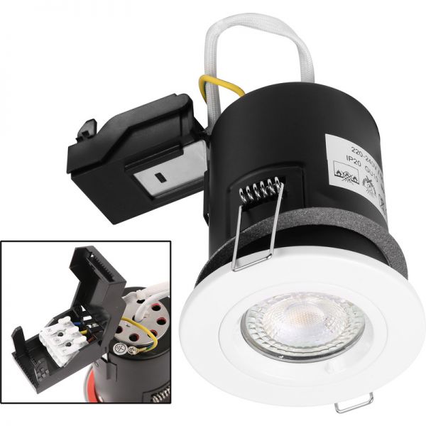 VUEP Fire Rated GU10 Downlight Mains White / Stainless Satin Nickel / Polished Shiny Chrome