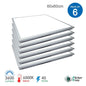 Ener-J Pack of 6 LED Slim Edgelit Ceiling Panels, 60x60cm, 40W, 6000K Cool White, 3600 Lumens