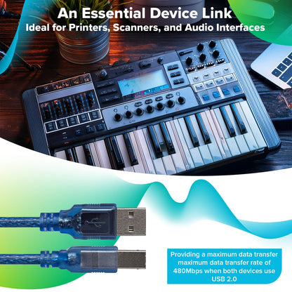 Maplin USB-A to USB-B Cable - Blue, 1m