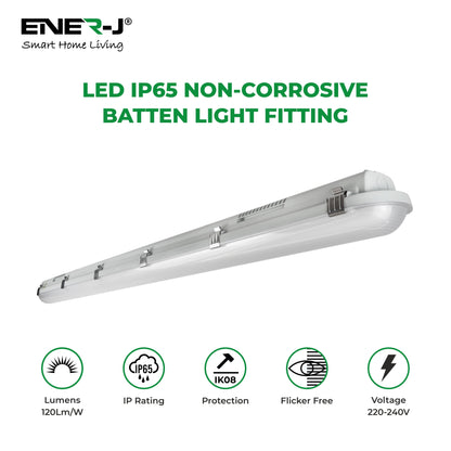 LED Non Corrosive IP65 Batten Fitting Light 150cms 50W 6000K, 6000 Lumens Ultra Bright, Up to 20000 Hours of Operation, Instant Start | Single pack