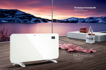 Ener-J 2000W Smart Electric Heater with White Tempered Glass, WiFi, App & Voice Control, Wall Mounted or Freestanding