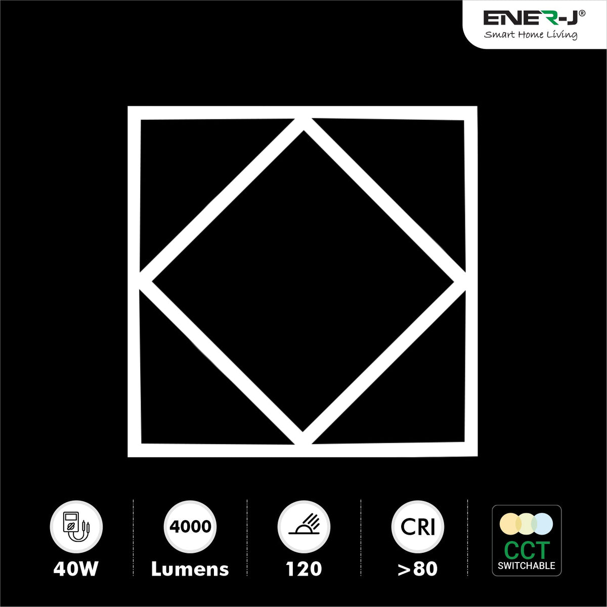Double Square LED Ceiling Panel 60x60cms 40W 4000 Lumens, 3 Years warranty, CCT Switchable