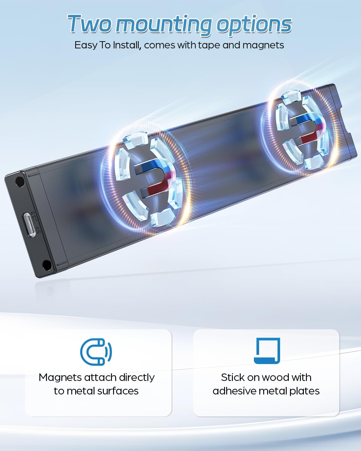 Wireless Motion Sensor Under Cabinet Closet Kitchen Counter LED Night Light 2 Pk