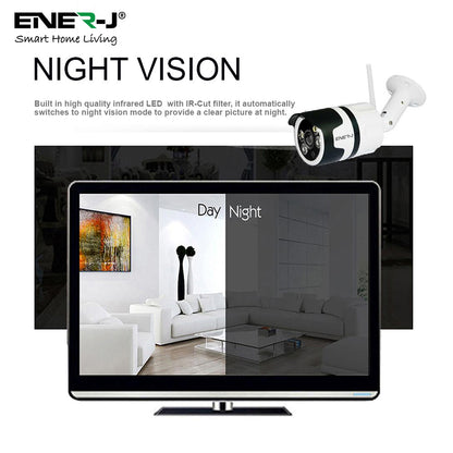 ENER-J 1080P Smart WiFi Outdoor Bullet IP Camera with 25m Night Vision, Motion Detection, Two-Way Audio & IP66 Weatherproof Design, Home Security Surveillance Camera