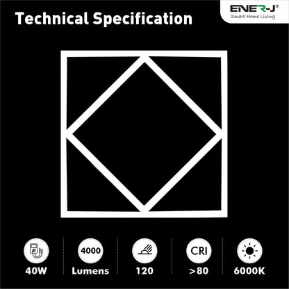 Stylish Double Square Borderline LED Ceiling Panel 60x60cms, 4000 Lumens, 3 Years Warranty, Ideal for Offices, Retail Shops, Hotels, Schools, Restaurants - Single Pack