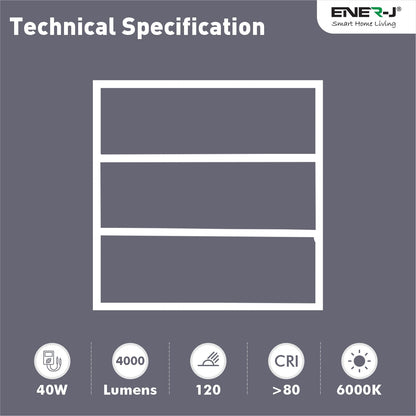 Edgelit Borderline LED Panel with Middle Bars 40W 4000 Lumens, 2 Years Warranty, 6000K for Offices, Schools, Hotels, Restaurants (Pack of 6)