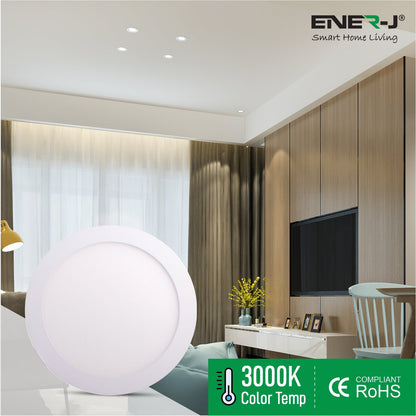 24W LED Round Recessed Ceiling Flat Panel Down Light Ultra Slim Lamp Cool White, 220mm Diameter, 30000 Hour Lifespan, Low Energy Consumption | Pack of 4 - 3000K