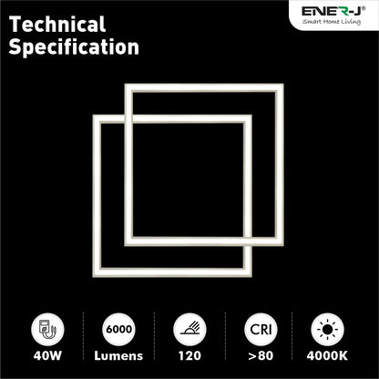 40W LED Super Bright Frame Border Line LED Light Panel Ceiling Lamp, 60x60cms, 40W with 4000 Lumens, 3 Years Warranty | Pack of 6 - 4000K