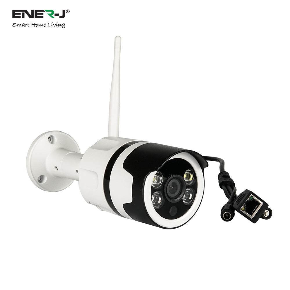 ENER-J 1080P Smart WiFi Outdoor Bullet IP Camera with 25m Night Vision, Motion Detection, Two-Way Audio & IP66 Weatherproof Design, Home Security Surveillance Camera