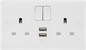 BG 822UAA12 Moulded Round Edge White 13A 2x USB A 12W  2 Gang 1 Pole Switched Socket