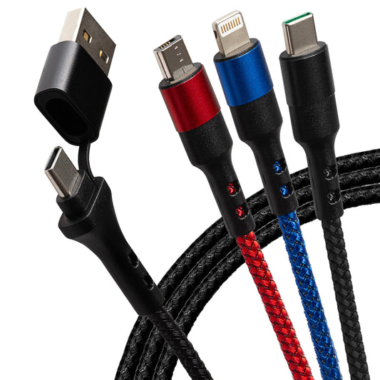 Maplin USB-C & USB-A to USB-C / Lightning / Micro USB 3-in-1 Braided Cable