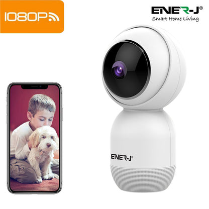 Ener-J Smart WiFi 1080P PTZ Indoor Security Camera, 360 Degree Coverage, Night Vision, Two-Way Audio & Motion Tracking