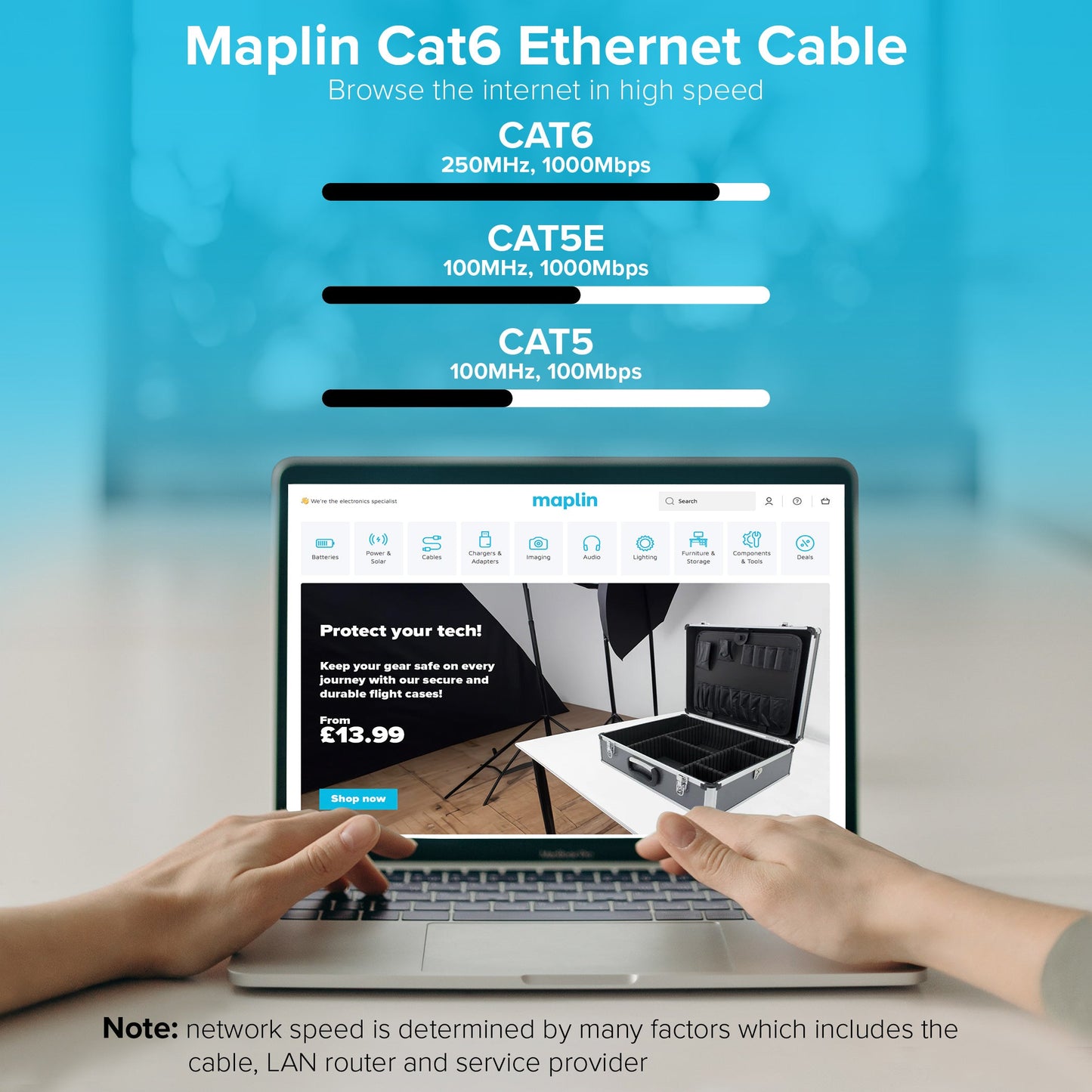 Maplin RJ45 CAT6 UTP Flat Ethernet LAN Cable - White